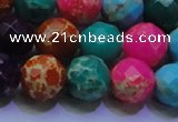 CDE2699 14mm faceted round mixed color sea sediment jasper beads