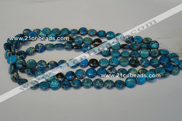 CDE305 15.5 inches 12mm flat round dyed sea sediment jasper beads