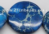 CDE312 15.5 inches 55mm flat round dyed sea sediment jasper beads