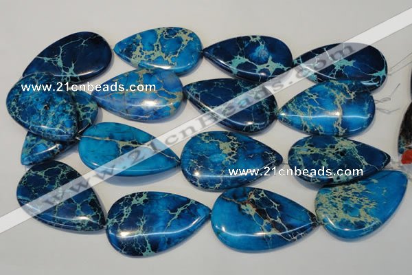 CDE328 15.5 inches 30*50mm flat teardrop dyed sea sediment jasper beads