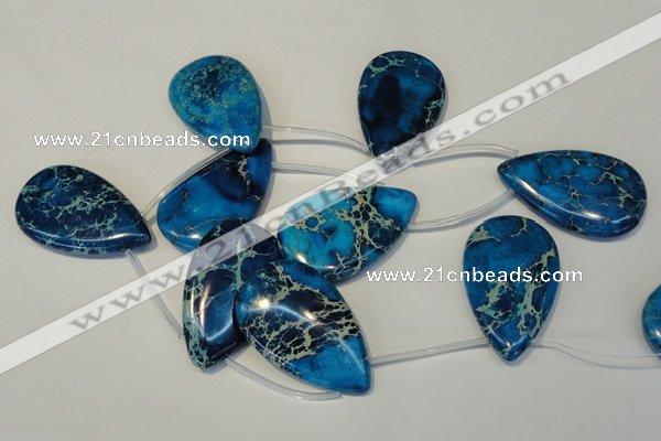 CDE345 Top-drilled 30*50mm flat teardrop dyed sea sediment jasper beads