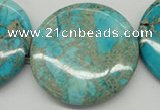 CDE353 15.5 inches 45mm flat round dyed sea sediment jasper beads