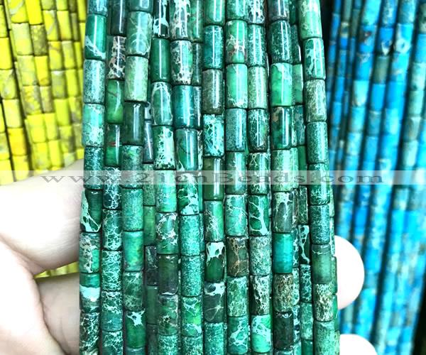 CDE3663 15 inches 4*8mm tube sea sediment jasper beads