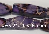 CDE386 15.5 inches 12*40mm faceted rice dyed sea sediment jasper beads