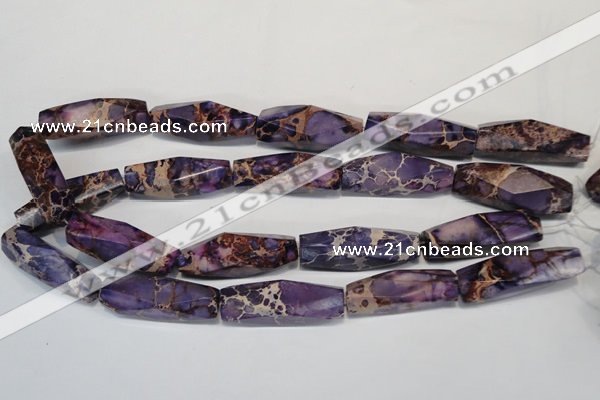 CDE386 15.5 inches 12*40mm faceted rice dyed sea sediment jasper beads