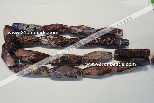 CDE388 15.5 inches 14*44mm faceted rice dyed sea sediment jasper beads