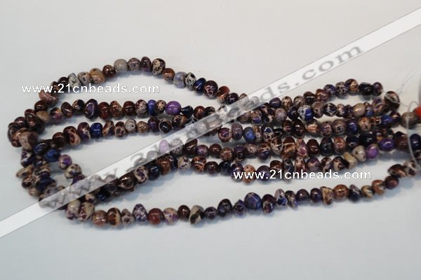 CDE390 15.5 inches 6*9mm nugget dyed sea sediment jasper beads