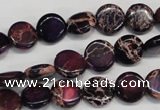 CDE405 15.5 inches 10mm flat round dyed sea sediment jasper beads