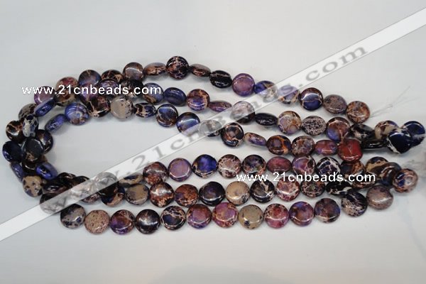 CDE406 15.5 inches 12mm flat round dyed sea sediment jasper beads