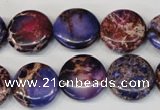 CDE408 15.5 inches 16mm flat round dyed sea sediment jasper beads