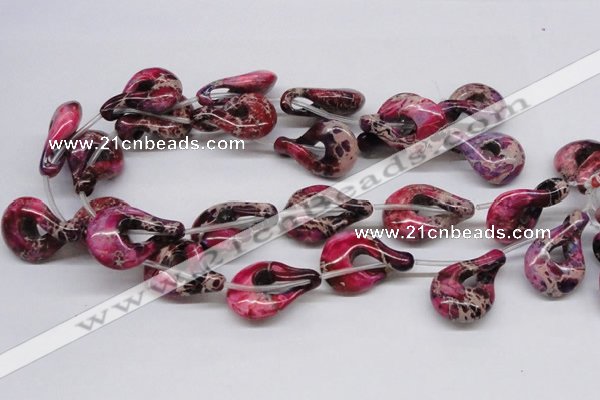 CDE43 15.5 inches 22*35mm petal shaped dyed sea sediment jasper beads