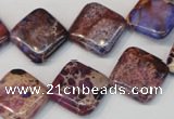 CDE445 15.5 inches 16*16mm diamond dyed sea sediment jasper beads