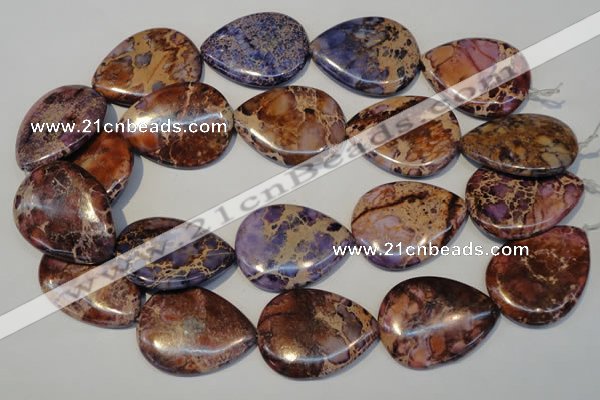 CDE461 15.5 inches 30*40mm flat teardrop dyed sea sediment jasper beads