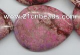 CDE480 15.5 inches 30*40mm flat teardrop dyed sea sediment jasper beads