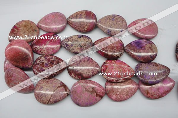 CDE480 15.5 inches 30*40mm flat teardrop dyed sea sediment jasper beads