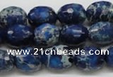 CDE49 15.5 inches 12*15mm faceted egg-shaped dyed sea sediment jasper beads