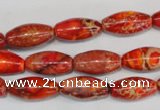 CDE512 15.5 inches 8*16mm rice dyed sea sediment jasper beads