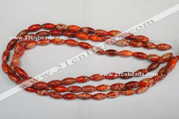 CDE512 15.5 inches 8*16mm rice dyed sea sediment jasper beads