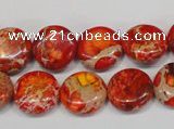 CDE518 15.5 inches 14mm flat round dyed sea sediment jasper beads