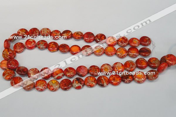 CDE518 15.5 inches 14mm flat round dyed sea sediment jasper beads