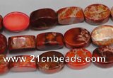 CDE528 15.5 inches 10*14mm oval dyed sea sediment jasper beads