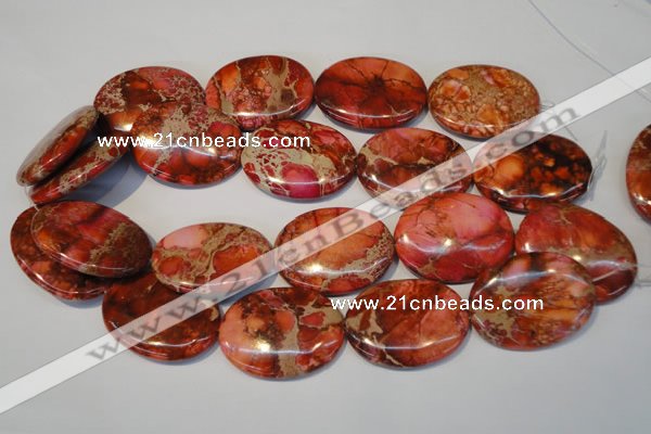 CDE536 15.5 inches 30*40mm oval dyed sea sediment jasper beads