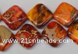 CDE545 15.5 inches 14*14mm diamond dyed sea sediment jasper beads