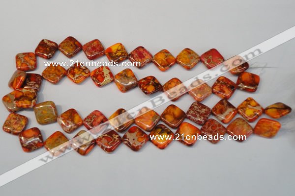 CDE545 15.5 inches 14*14mm diamond dyed sea sediment jasper beads