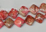 CDE568 15.5 inches 10*10mm diamond dyed sea sediment jasper beads