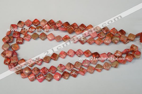 CDE568 15.5 inches 10*10mm diamond dyed sea sediment jasper beads