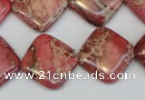 CDE570 15.5 inches 18*18mm diamond dyed sea sediment jasper beads