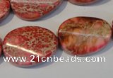 CDE575 15.5 inches 18*25mm twisted oval dyed sea sediment jasper beads