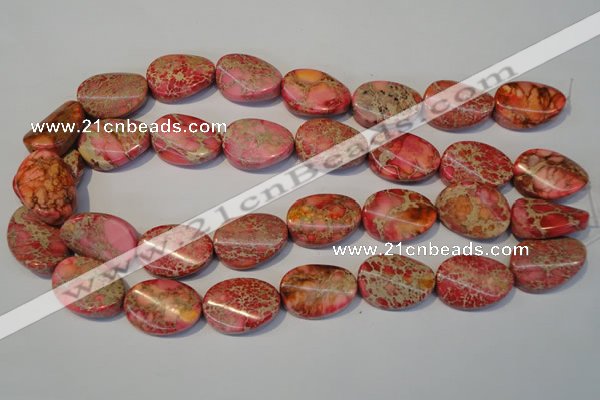 CDE575 15.5 inches 18*25mm twisted oval dyed sea sediment jasper beads