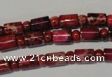 CDE597 15.5 inches 3*6mm rondelle 6*9mm tube dyed sea sediment jasper beads