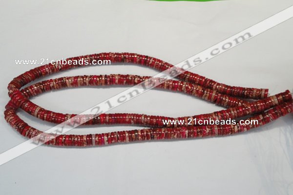 CDE601 15.5 inches 2*8mm heishi dyed sea sediment jasper beads