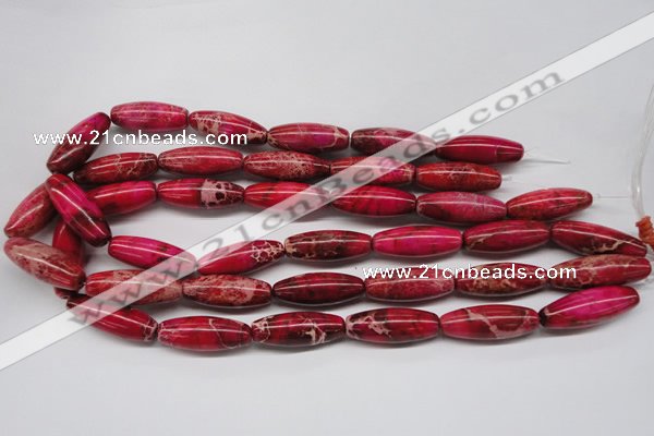 CDE607 15.5 inches 11*31mm rice dyed sea sediment jasper beads