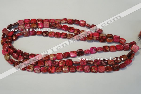 CDE620 15.5 inches 10*10mm square dyed sea sediment jasper beads