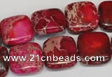 CDE623 15.5 inches 16*16mm square dyed sea sediment jasper beads