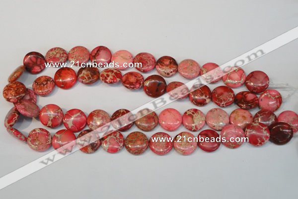 CDE655 15.5 inches 16mm flat round dyed sea sediment jasper beads