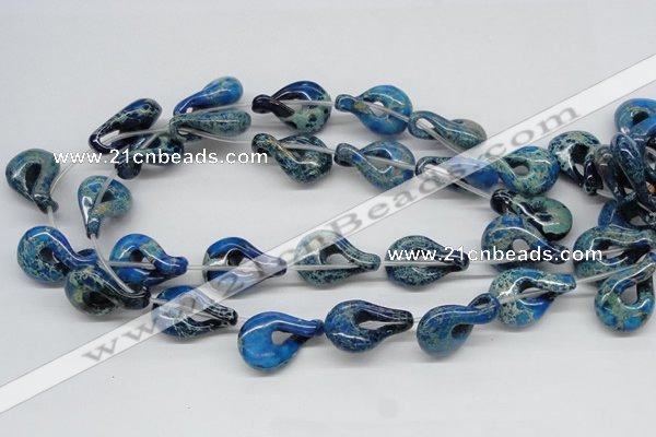 CDE66 15.5 inches 20*30mm petal shaped dyed sea sediment jasper beads