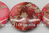 CDE661 15.5 inches 40mm flat round dyed sea sediment jasper beads