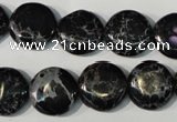 CDE688 15.5 inches 15mm flat round dyed sea sediment jasper beads