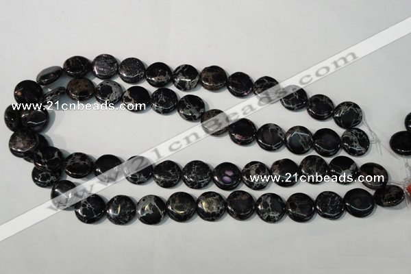 CDE688 15.5 inches 15mm flat round dyed sea sediment jasper beads