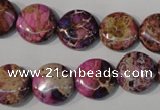 CDE706 15.5 inches 14mm flat round dyed sea sediment jasper beads