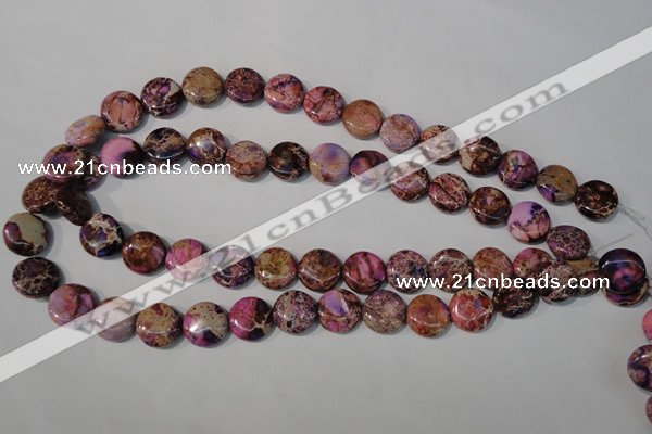 CDE706 15.5 inches 14mm flat round dyed sea sediment jasper beads