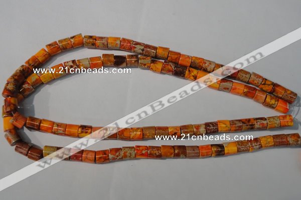 CDE737 15.5 inches 8*8mm tube dyed sea sediment jasper beads