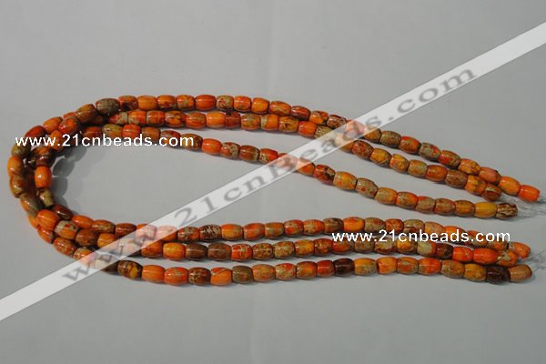 CDE740 15.5 inches 5*8mm drum dyed sea sediment jasper beads