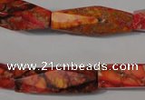 CDE744 15.5 inches 8*30mm faceted rice dyed sea sediment jasper beads