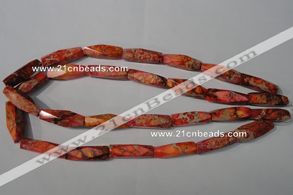 CDE744 15.5 inches 8*30mm faceted rice dyed sea sediment jasper beads