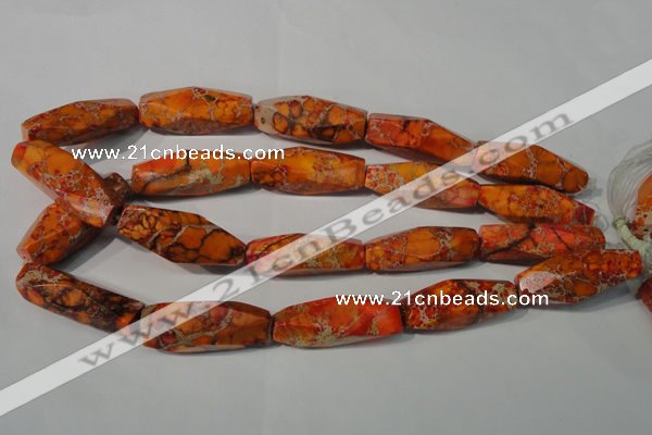 CDE745 15.5 inches 13*42mm faceted rice dyed sea sediment jasper beads